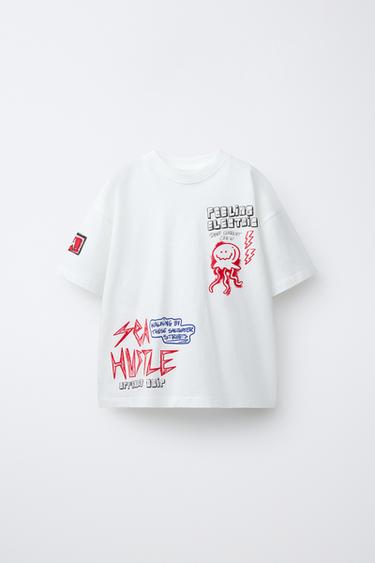 Zara MAJICA SA PRINTOM – Bela – Slika 0