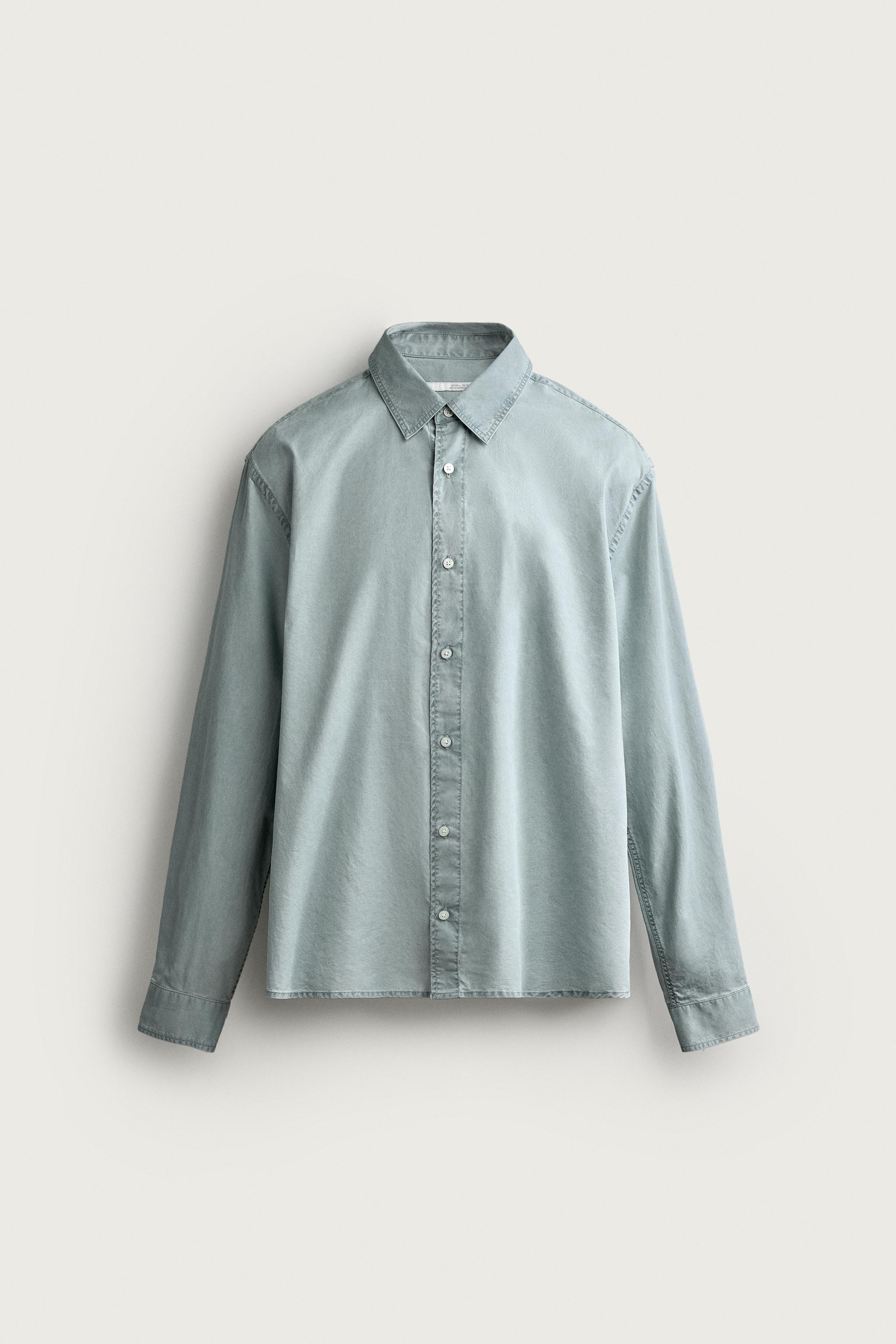 WASHED RELAXED-FIT SHIRT — Stone