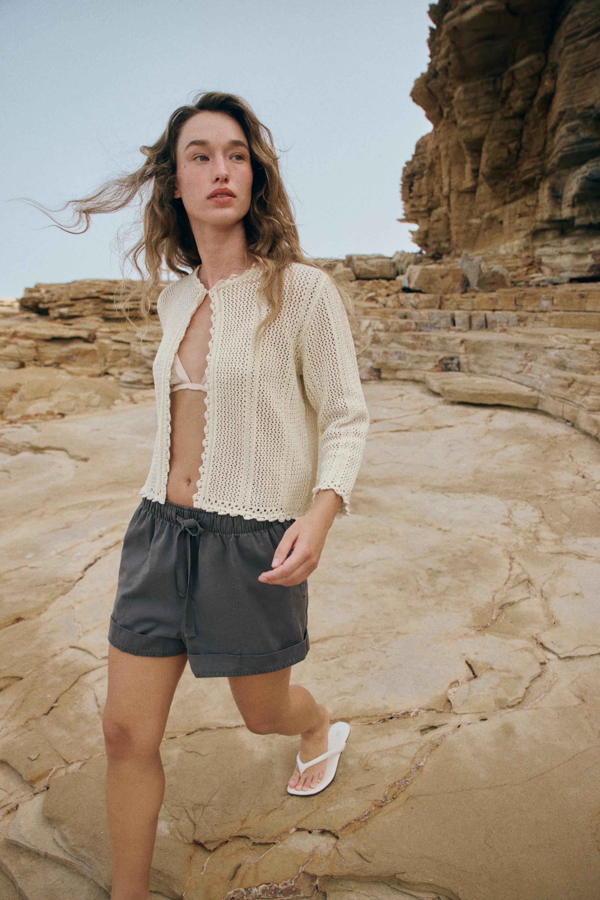 Женские шорты Zara 100% COTTON ELASTIC WAIST SHORTS — фото 5