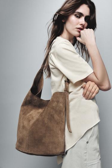 Zara ASYMMETRIC LEATHER BUCKET BAG - 1-525