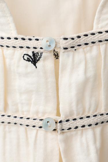 TOP TEXTURÉ BRODÉ - Écru de Zara - Image 3