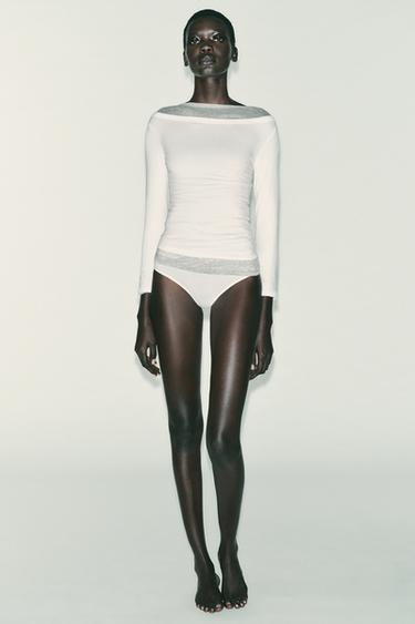 HAUT COL BATEAU - Blanc de Zara
