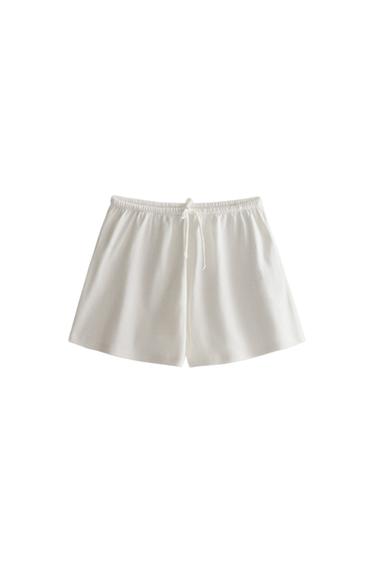 Zara COTTON JERSEY SHORTS - 磨白色