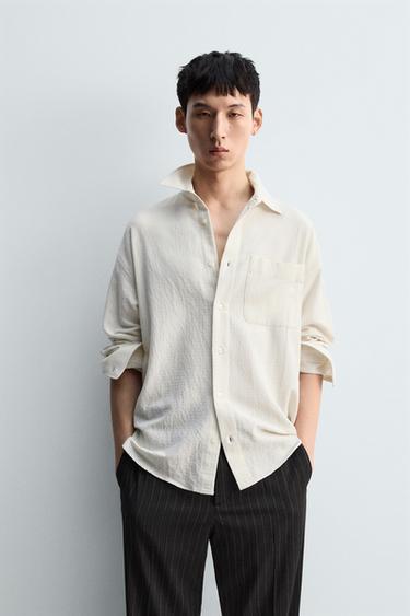 RELAXED FIT CHECK SHIRT - Ecru by Zara
