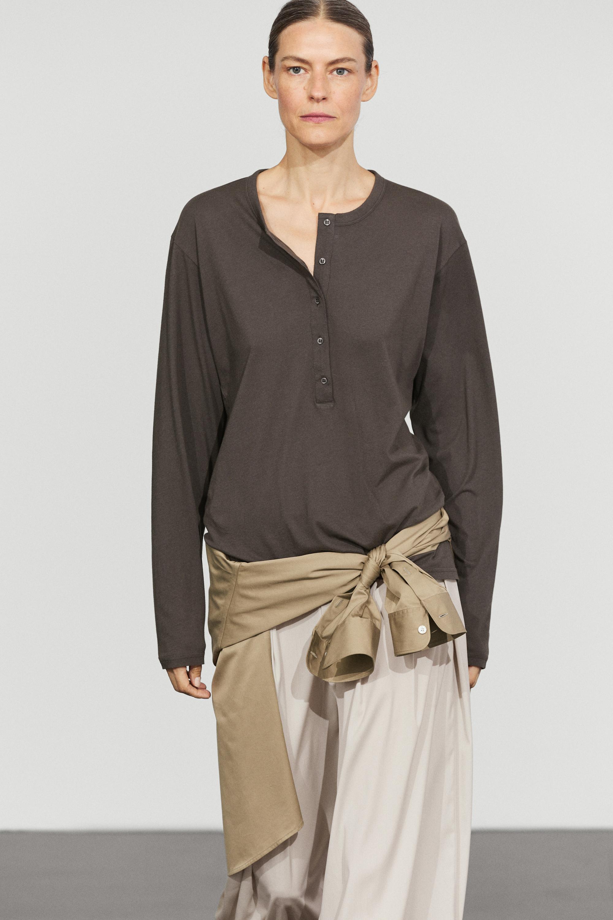 100% cotton long sleeve T-shirt — Mink