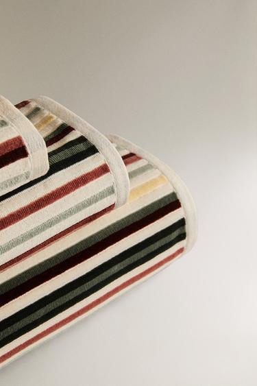 STRIPED VELOUR BATH TOWEL - Multicoloured by Zara - Image 1