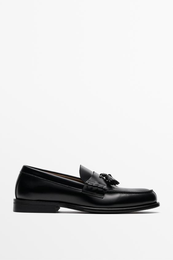 Mocassin en cuir à pampilles - Noir de Zara - Image 0