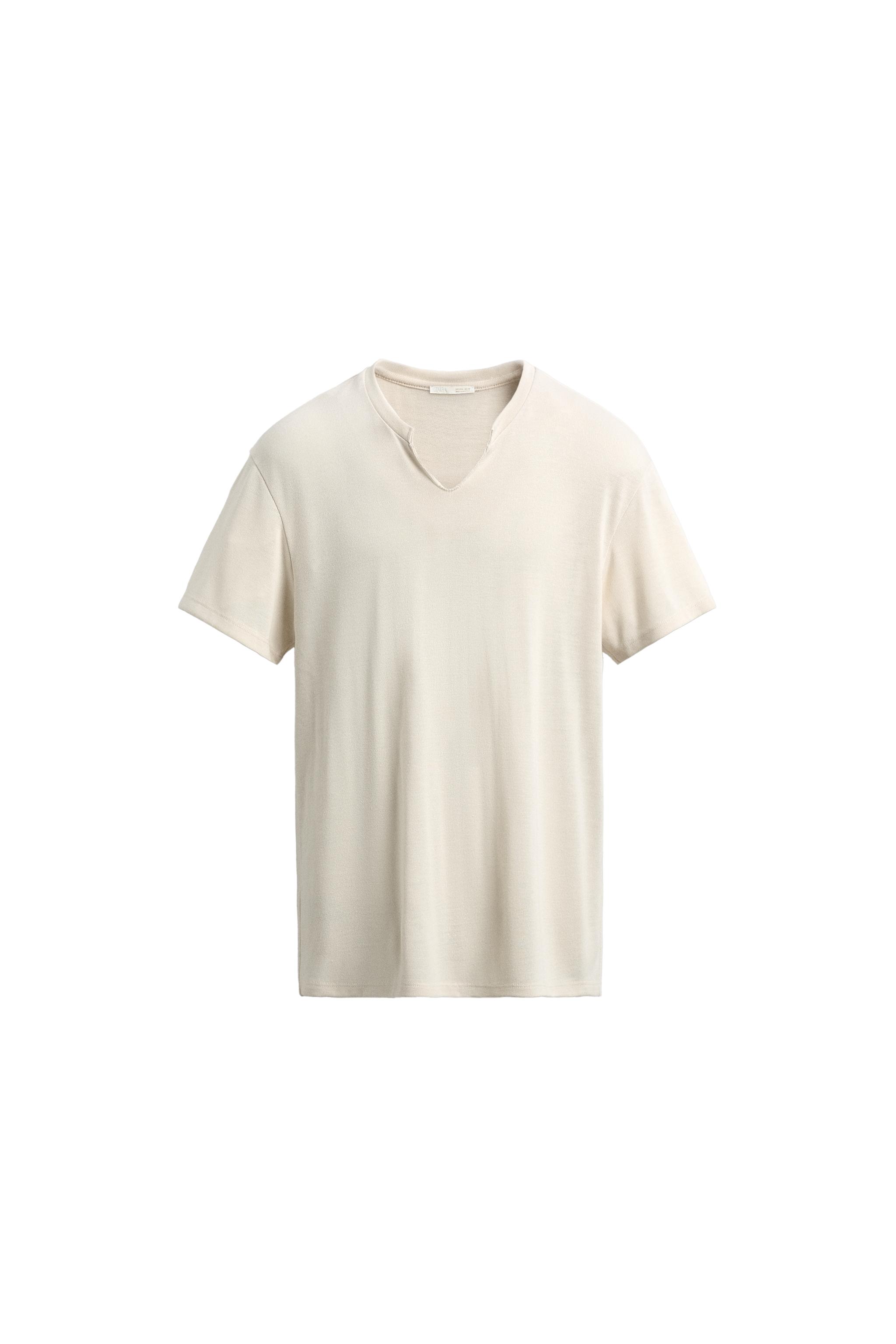 オープンヘンリーネックTシャツ - イエロー | ZARA Japan / 日本