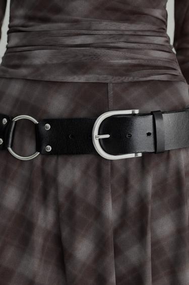 LEATHER RING BELT - Black by Zara