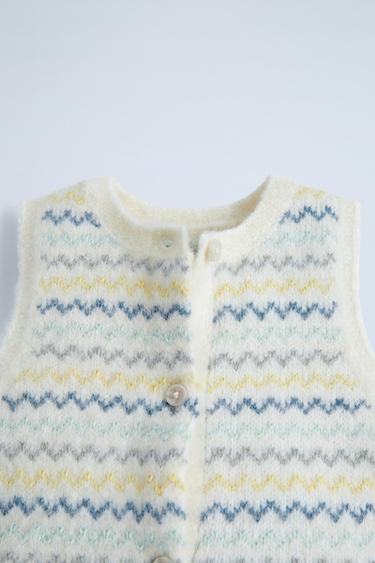 ZIGZAG STRIPE KNIT DUNGAREES - Ecru by Zara - Image 2