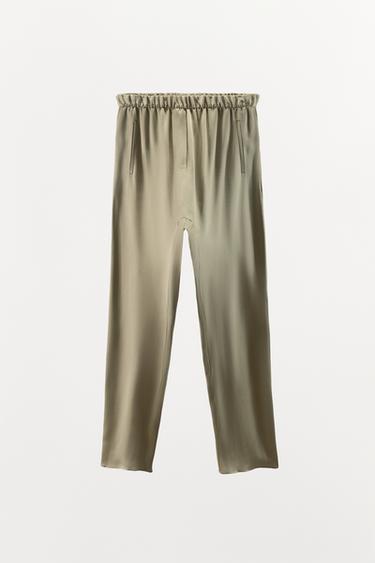 SATIN BAGGY TROUSERS - camel by Zara
