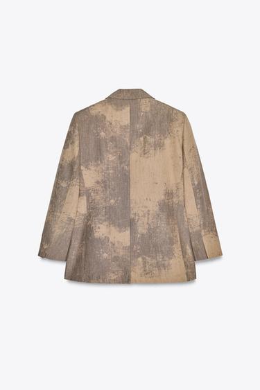 ZW COLLECTION MINIMAL PRINT BLAZER - Beige-brown by Zara - Image 2