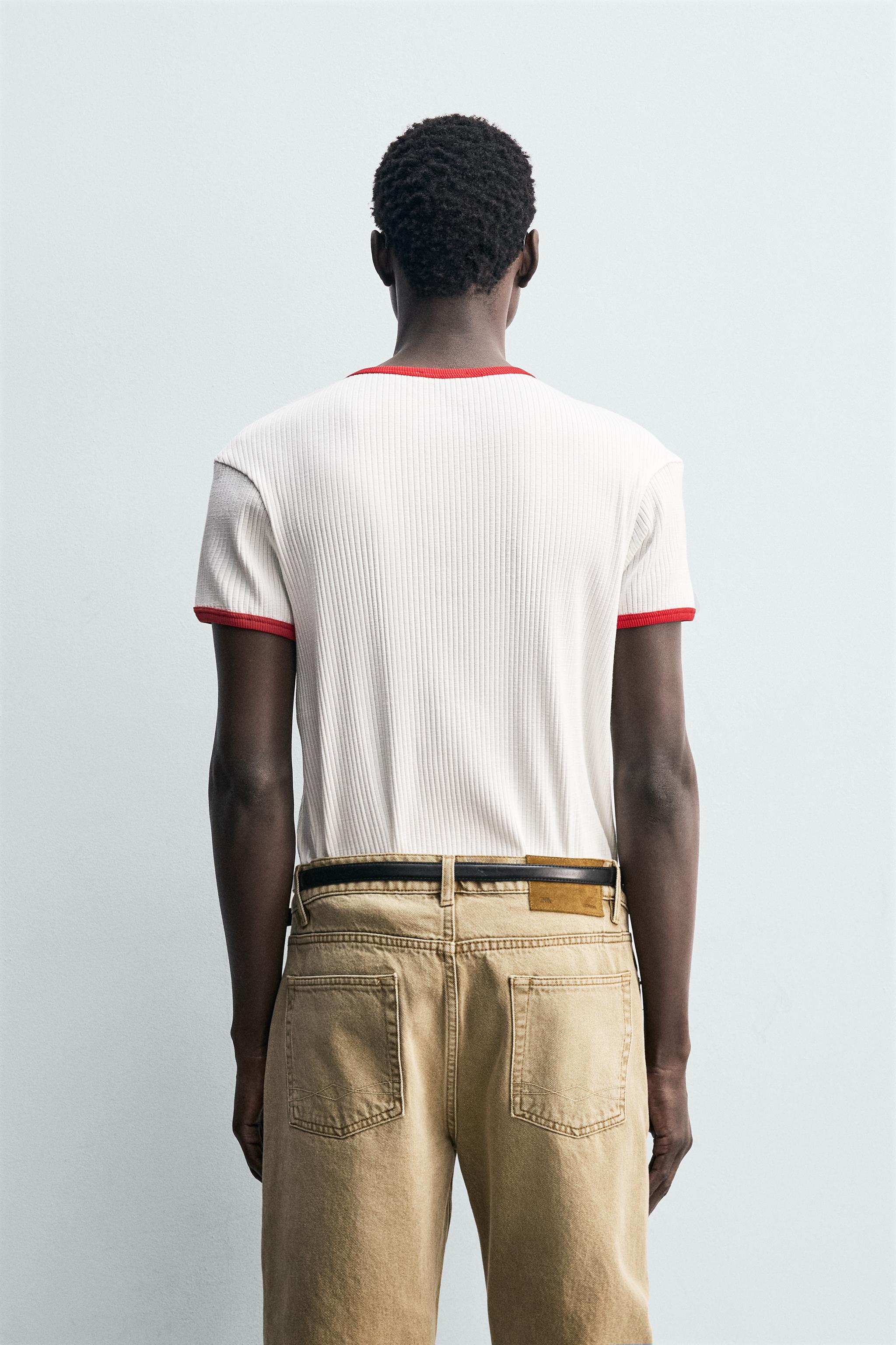 KONTRAST DESENLİ FİTİLLİ T-SHIRT