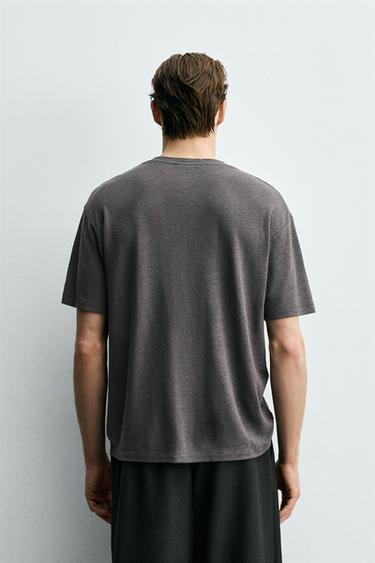 T-SHIRT LIN ET VISCOSE - Gris foncé de Zara - Image 2