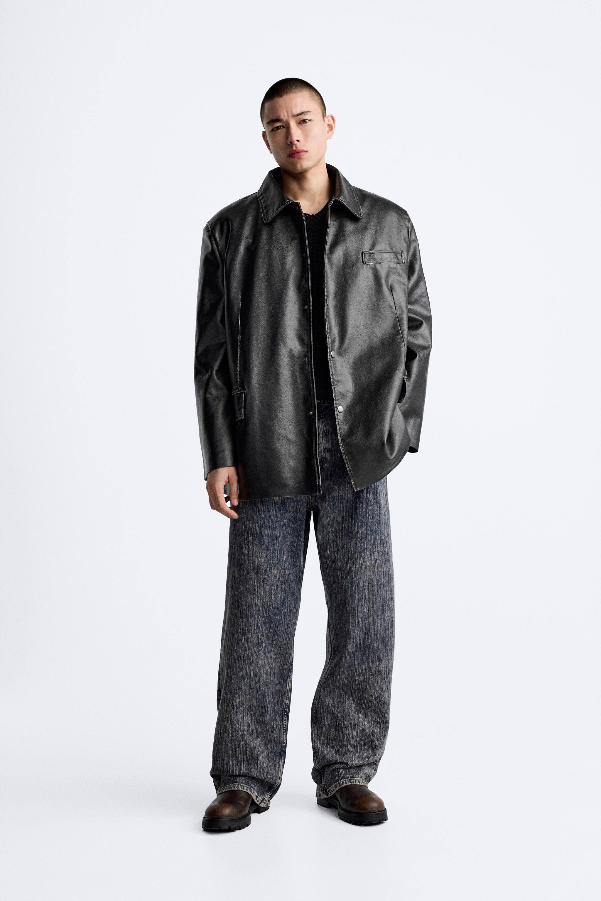 Zara faux clearance leather jacket mens