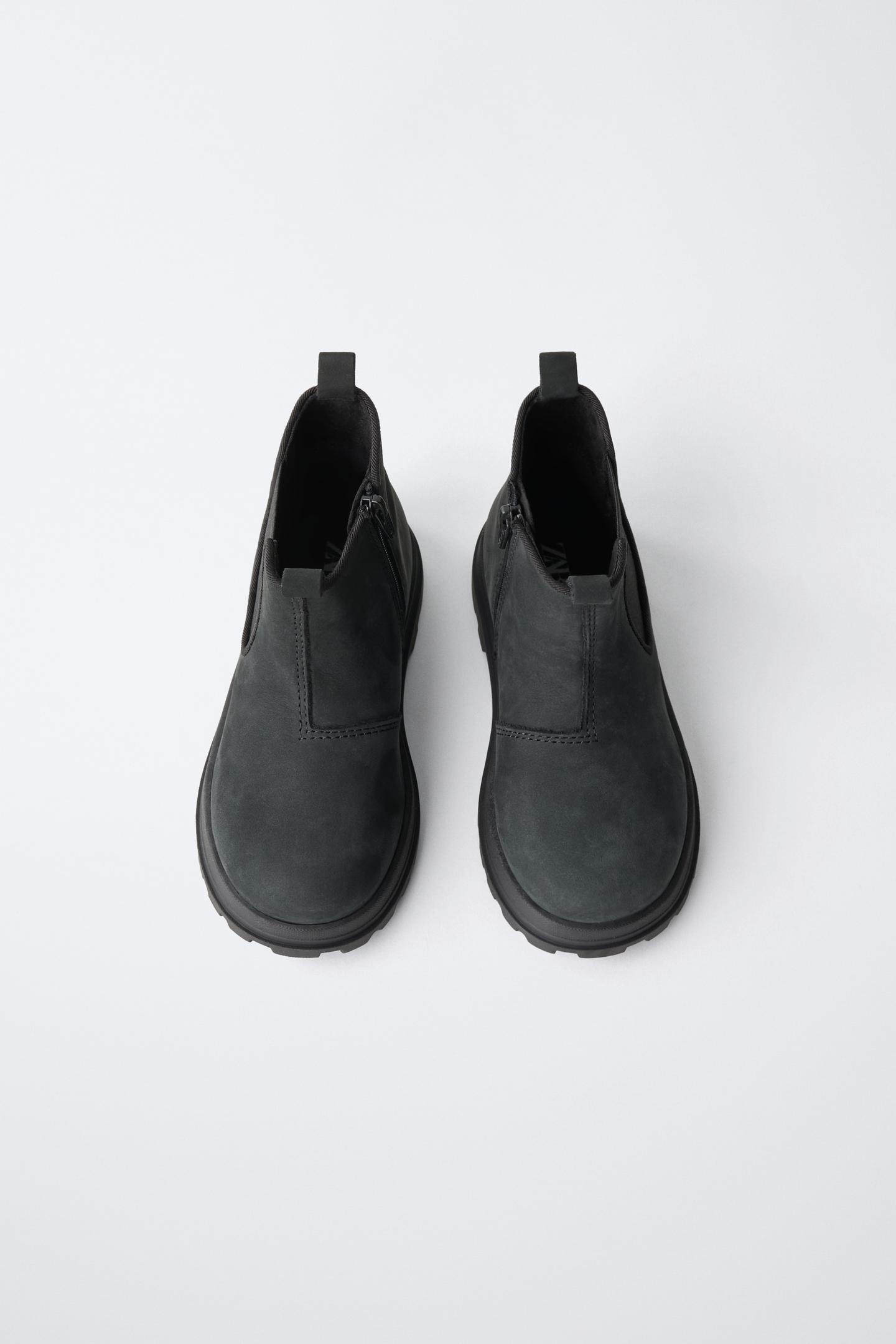 Детские ботинки Zara Water Repellent Leather Chelsea, цвет: Чёрный — фото 4