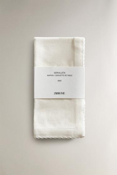LOT DE SERVIETTES DE TABLE UNIES À ONDULATIONS (LOT DE 2) - Blanc de Zara - Image 4