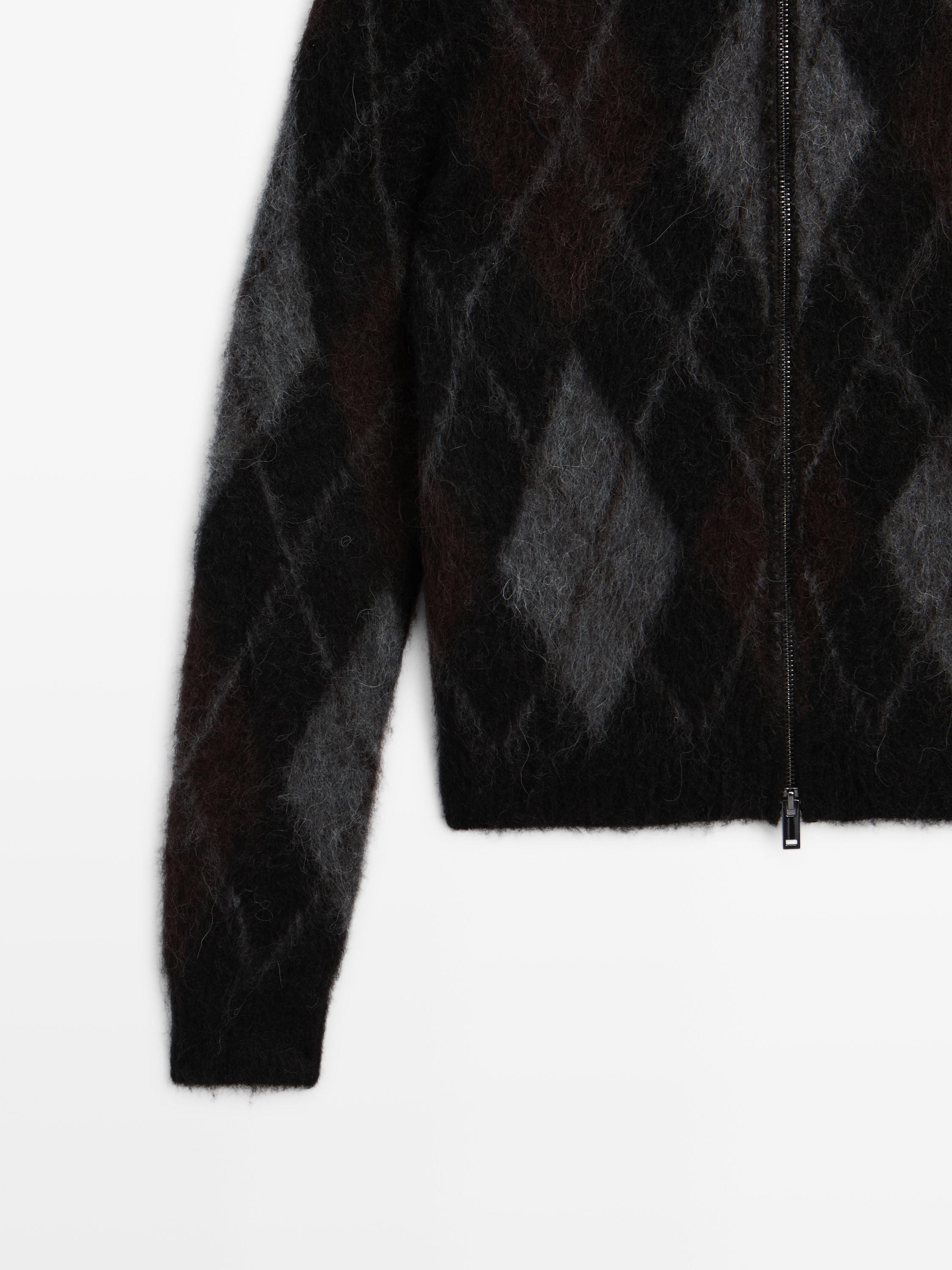 Cardigan à losanges en laine d’alpaga