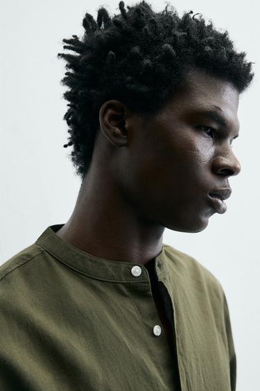 COTTON - LINEN SHIRT - Khaki by Zara - Image 4
