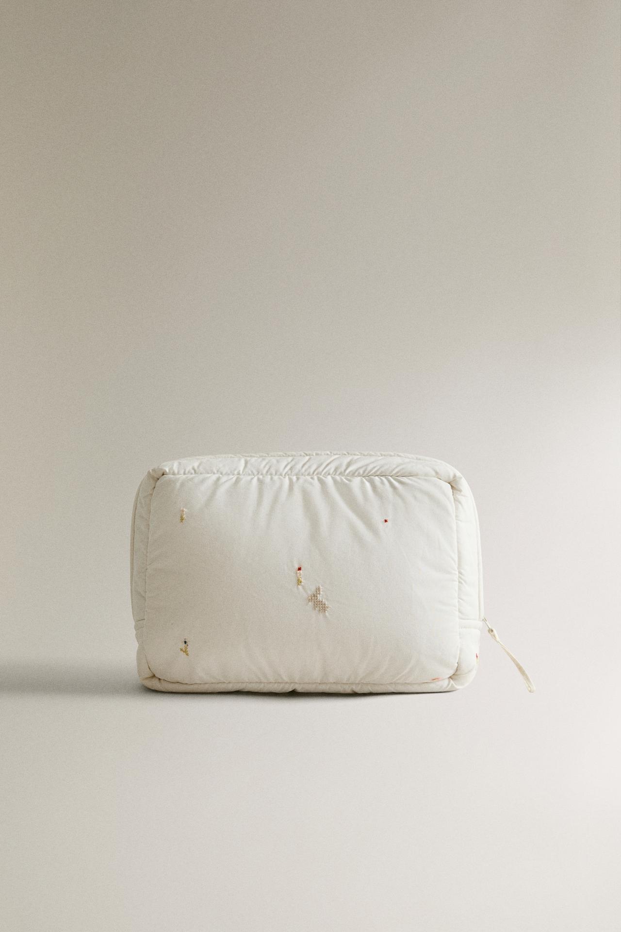 KIDS' COTTON BUNNY MAKEUP BAG — Ecru