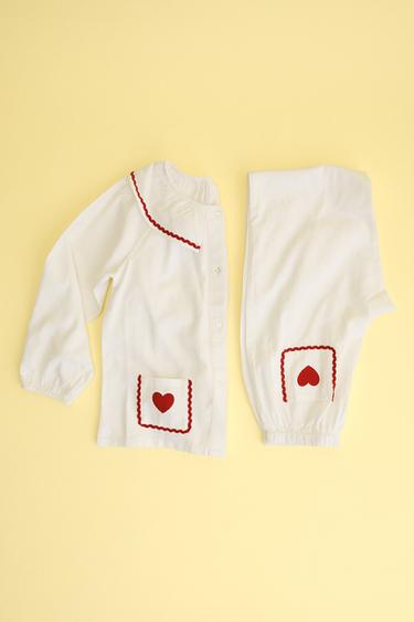 6-14 ANS/ PYJAMA ONDULINE ET CŒUR - Écru de Zara