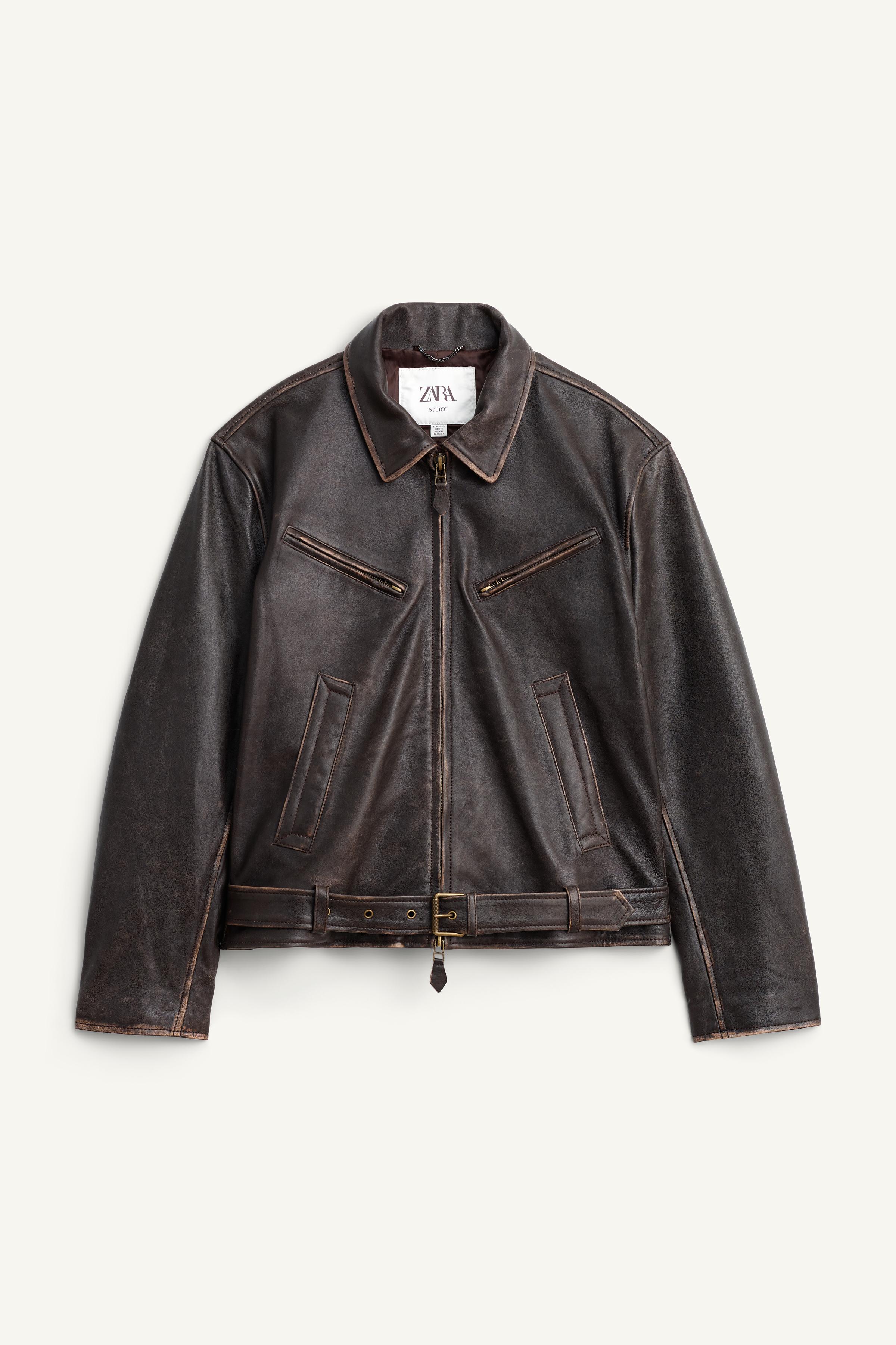 BLOUSON EN CUIR AVEC CEINTURE ÉDITION LIMITÉE