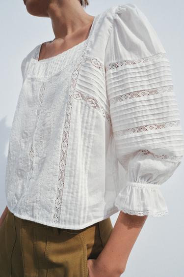 BLOUSE ROMANTIQUE BRODÉE ZW COLLECTION - Écru de Zara - Image 1
