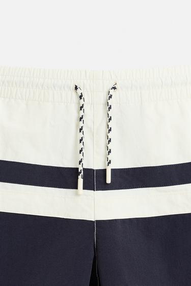 COLOUR BLOCK LONG SWIMMING TRUNKS - Navy blue by Zara - Image 2