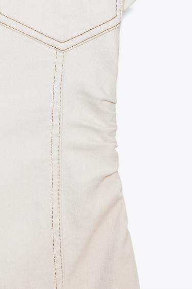 MIDI DRESS WITH GATHERED WAIST - Ecru by Zara - Image 8