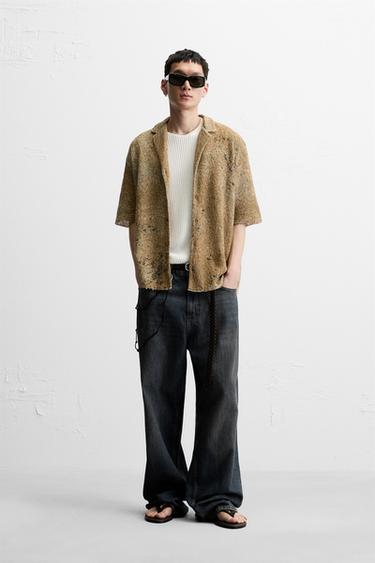 ABSTRACT PRINT KNIT SHIRT - Beige by Zara - Image 0