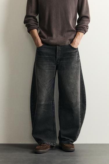 Zara BARREL FIT JEANS - Charcoal