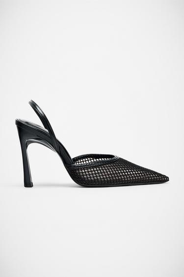 MESH HIGH-HEEL SHOES - Black by Zara