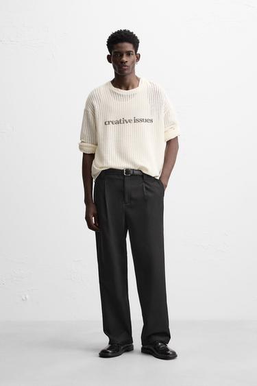 TEXTURED SLOGAN SWEATSHIRT - Ecru by Zara - Image 0