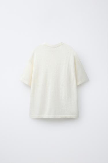T-SHIRT EN MAILLE RUSTIQUE - Écru moyen de Zara - Image 1