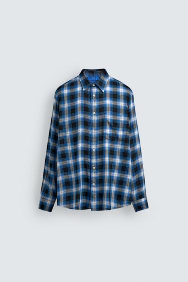 قميص منسدل كاروهات Aaron Levine X Zara - أزرق الخاص بـ Zara