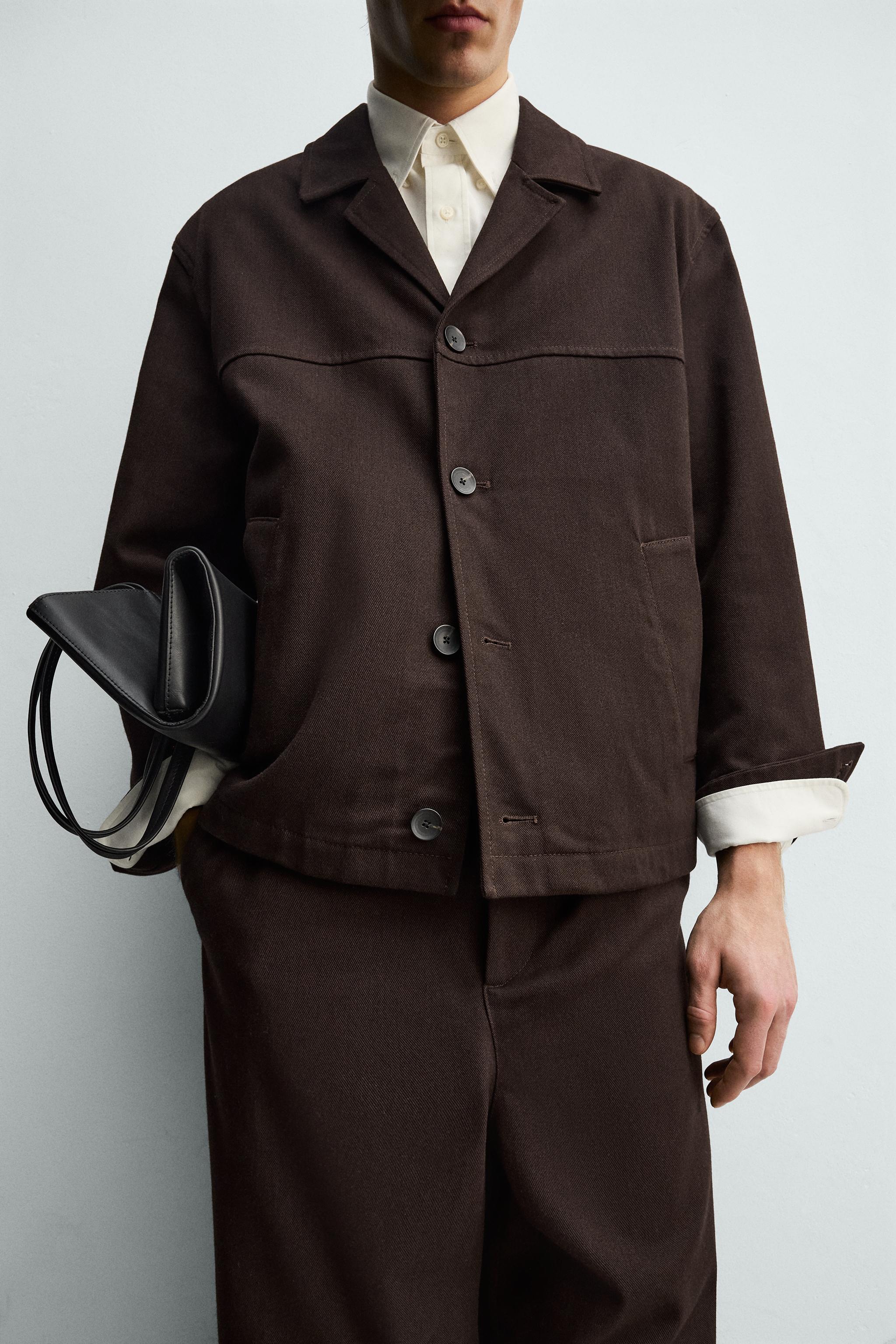ツイルテクスチャーシャツジャケット - エンジ | ZARA Japan / 日本