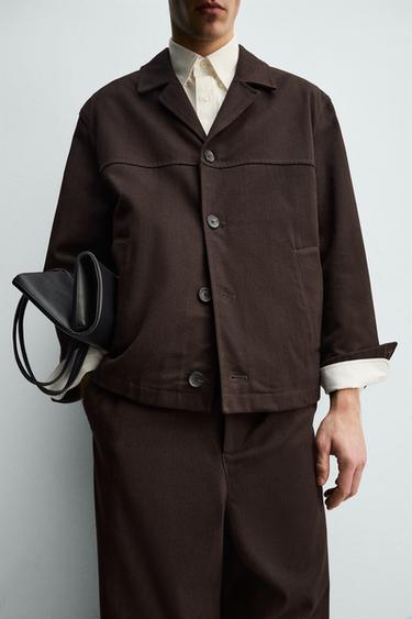 SURCHEMISE STRUCTURÉE EN TWILL - Grenat de Zara - Image 5