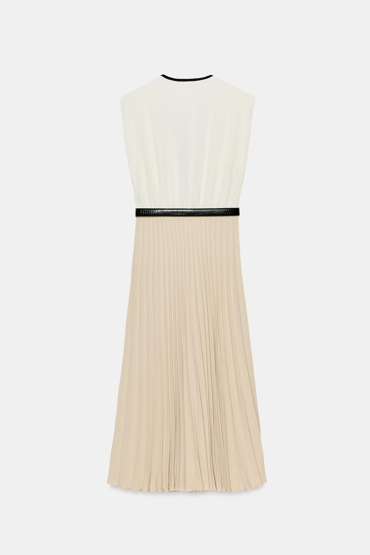 Vestido midi plisado combinado 8