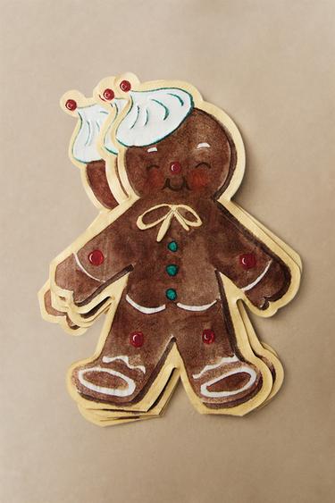 GINGERBREAD CHRISTMAS PAPER NAPKINS (PACK OF 20) - Multicoloured by Zara
