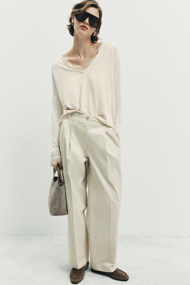BARREL TROUSERS WITH DARTS - Ecru by Zara