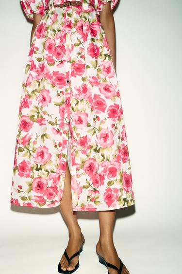 FLORAL PRINT MIDI DRESS WITH BELT - Multicoloured by Zara - Image 2