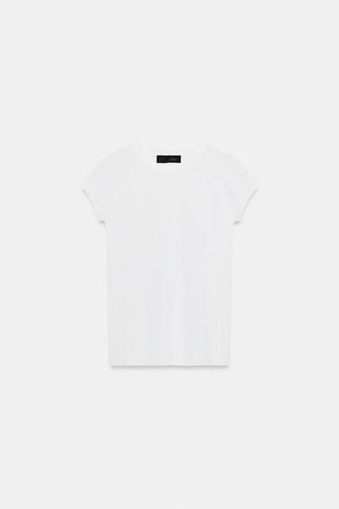 TOP RIB PUNTO MANGA CORTA - Blanco de Zara