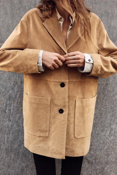 VESTE 100% DAIM - Marron clair de Zara - Image 4