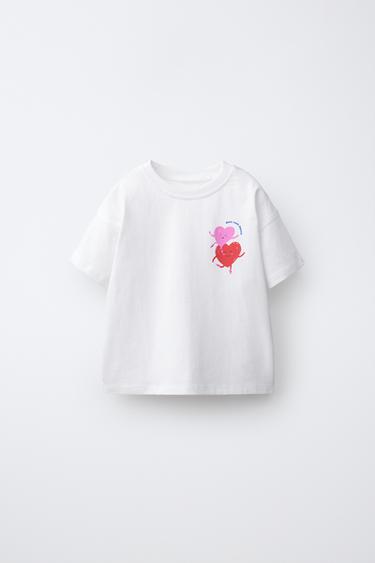 HEART PRINT T-SHIRT - White by Zara