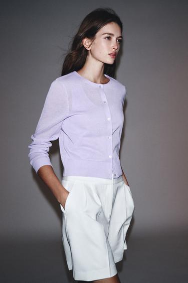 Zara FINE KNIT CARDIGAN - Mauve