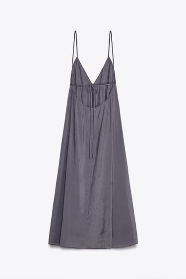 FLOWING STRAPPY MIDI DRESS - Charcoal grey by Zara - Image 5
