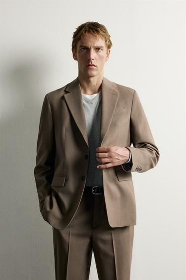 REGULAR FIT SUIT BLAZER — taupe brown 2