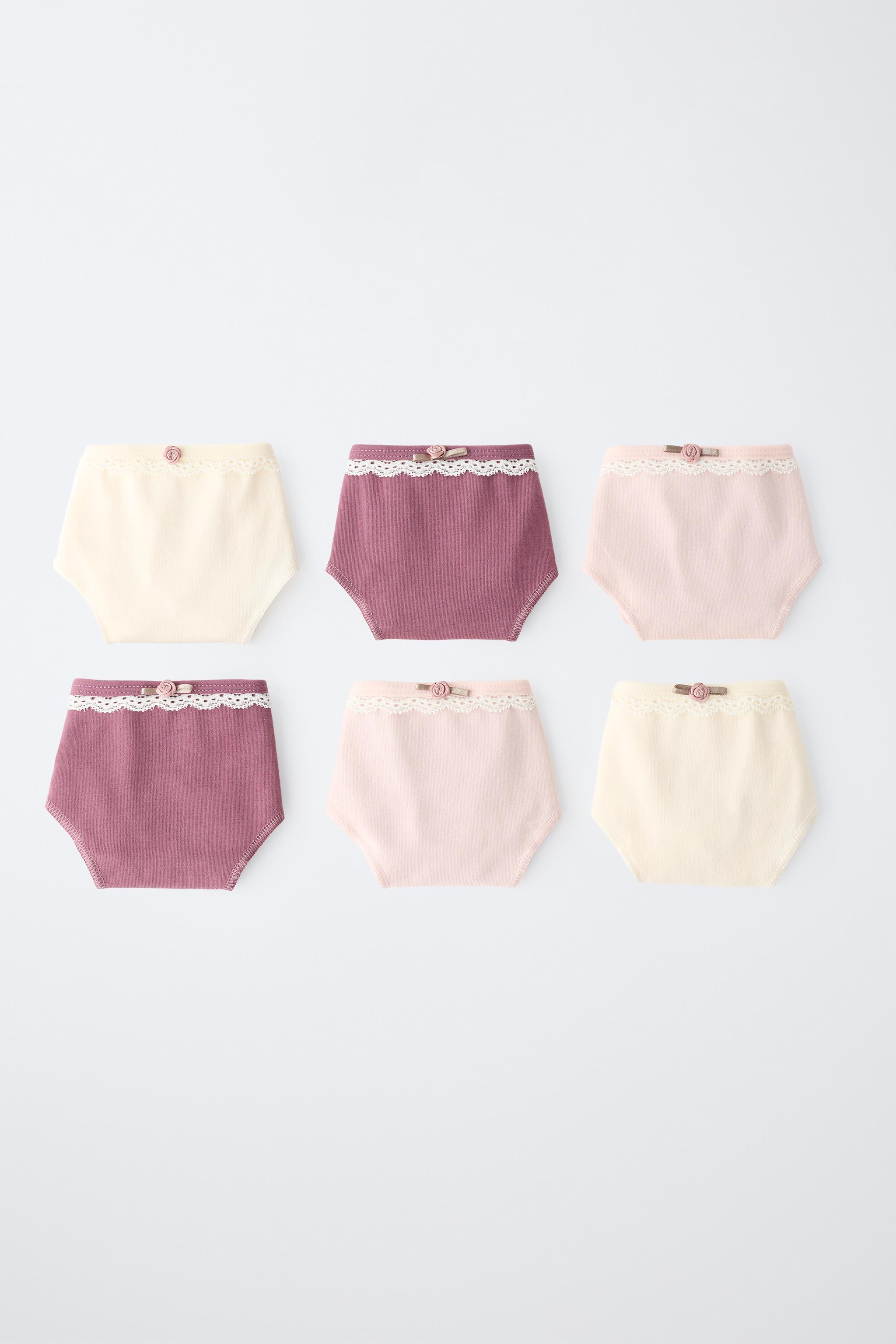 6-14 ANS / LOT DE SIX CULOTTES DENTELLE ET FLEUR