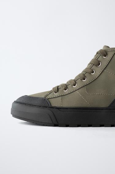 TECHNICAL HIGH-TOP SNEAKERS - Khaki Green by Zara