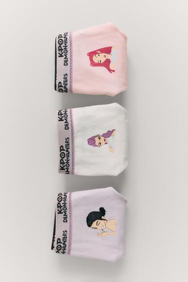 6-14 سنوات/ حزمة ثلاثة سراويل داخلية KPOP DEMON HUNTERS™ NETFLIX © - متعدد الألوان الخاص بـ Zara